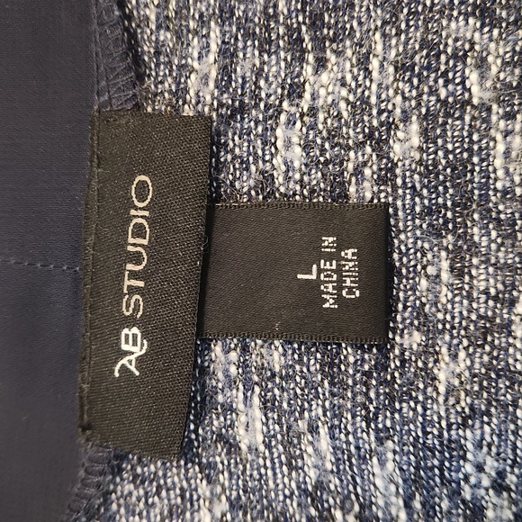 AB Studio Cardigan Navy Blue and White Size Lg - Picture 8 of 8